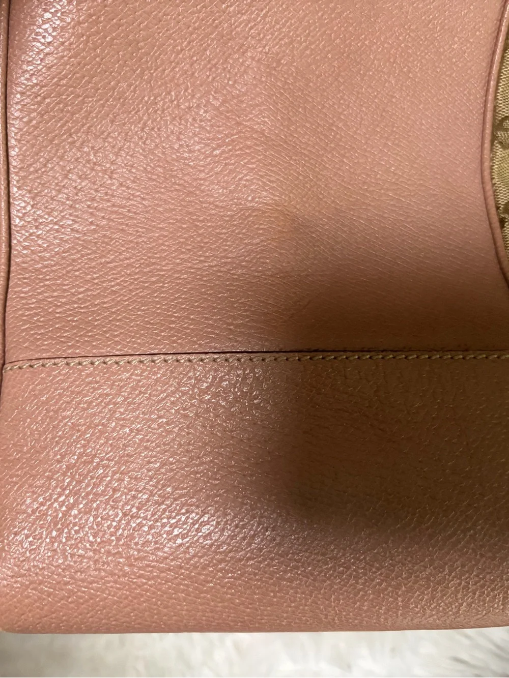 Gucci Beige GG Canvas Tote with Pink Leather Accents